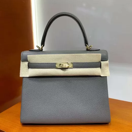 Hermes kelly togo ck89 Noir Silver Hardware GHW 28cm Full Handmade