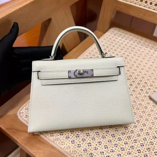 Hermes Kelly 31cm Gris Perle Cut Pochette Swift PHW